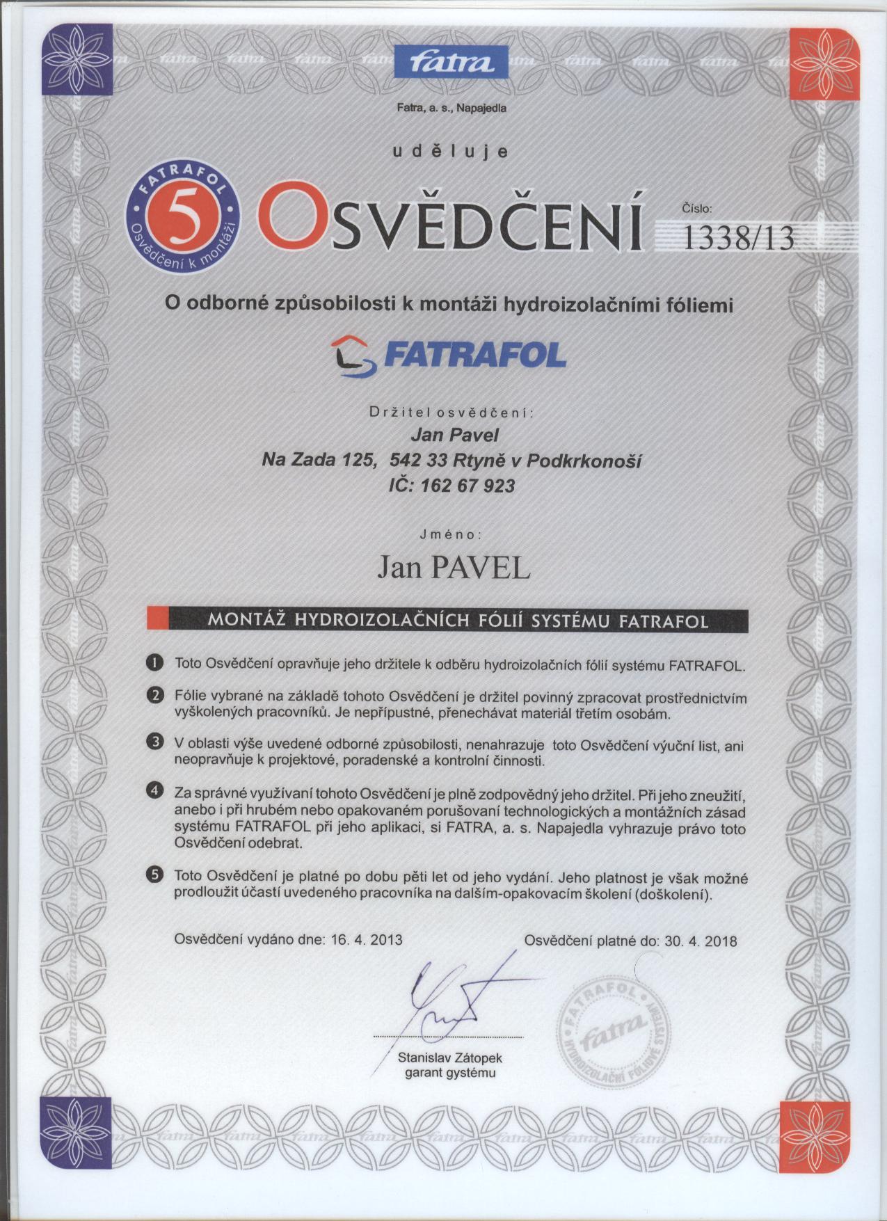 fatrafol montáž