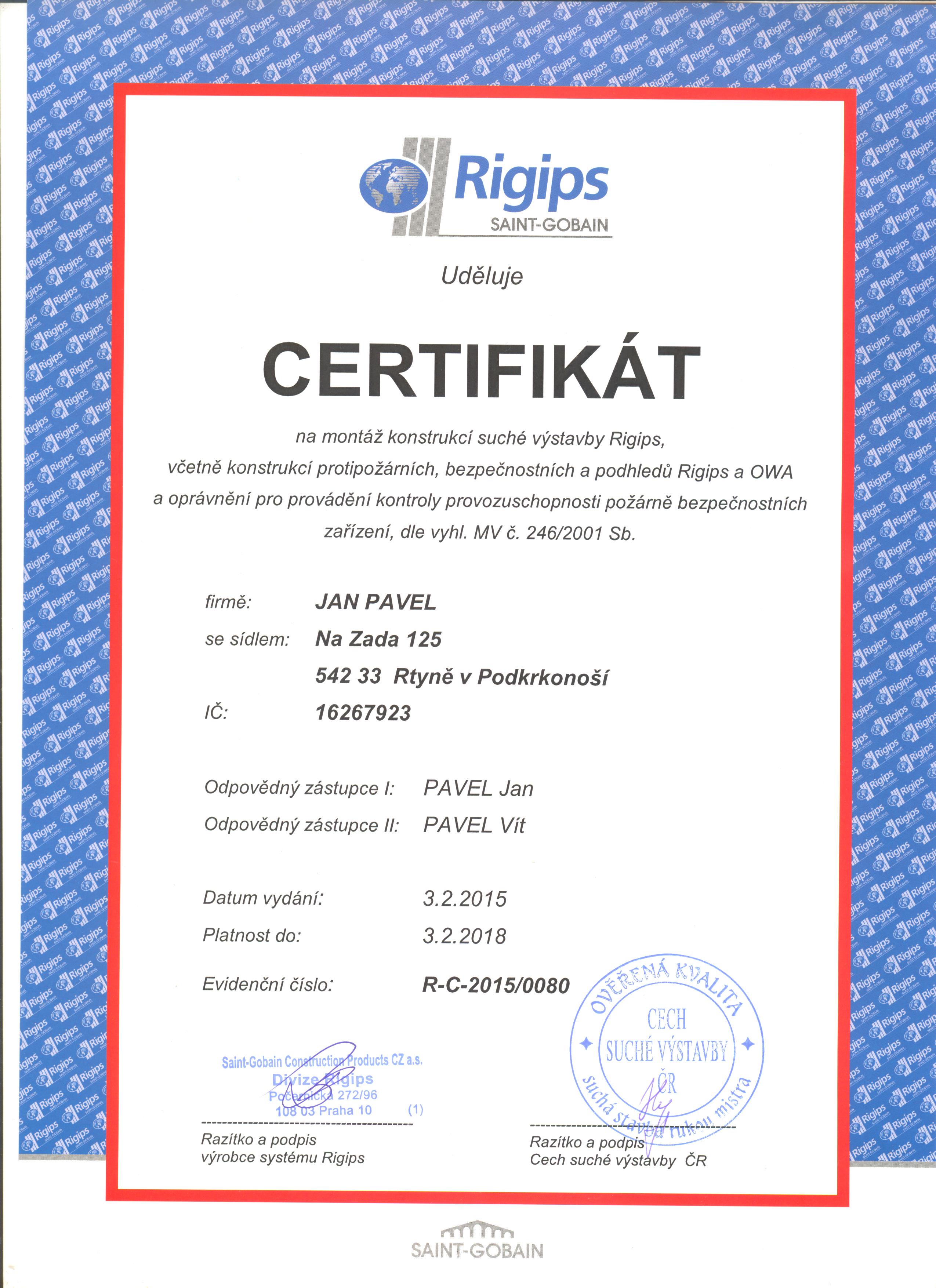 Certif. Rigips 001